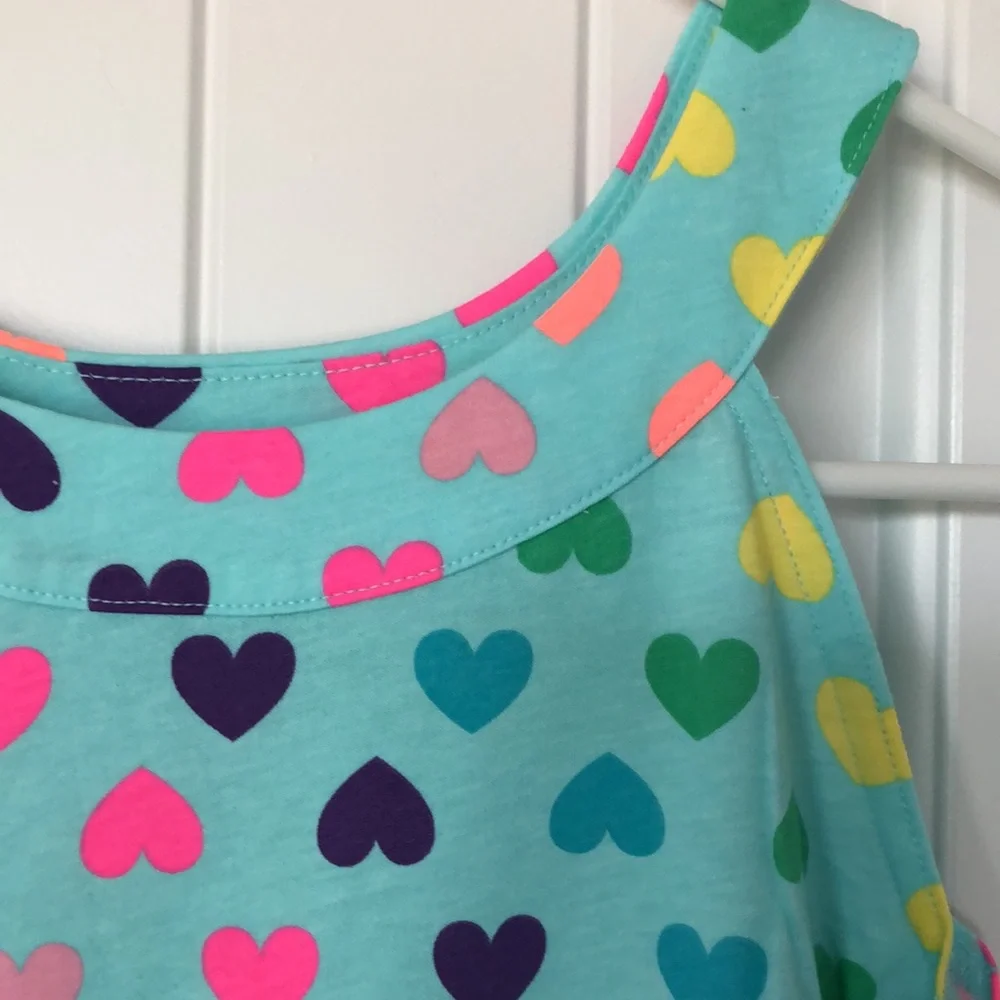 The Children's‎ Place Dress Girls Size Large 10/12 Blue with Hearts - Picture 5 of 9